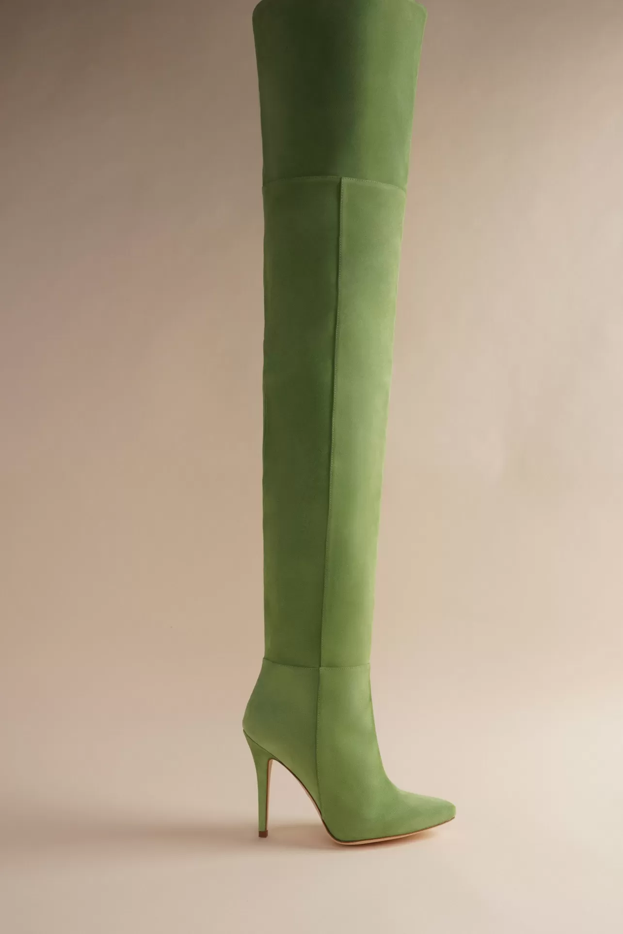 Boots-Brother Vellies Allora Over The Knee Boot In Cactus Green Suede