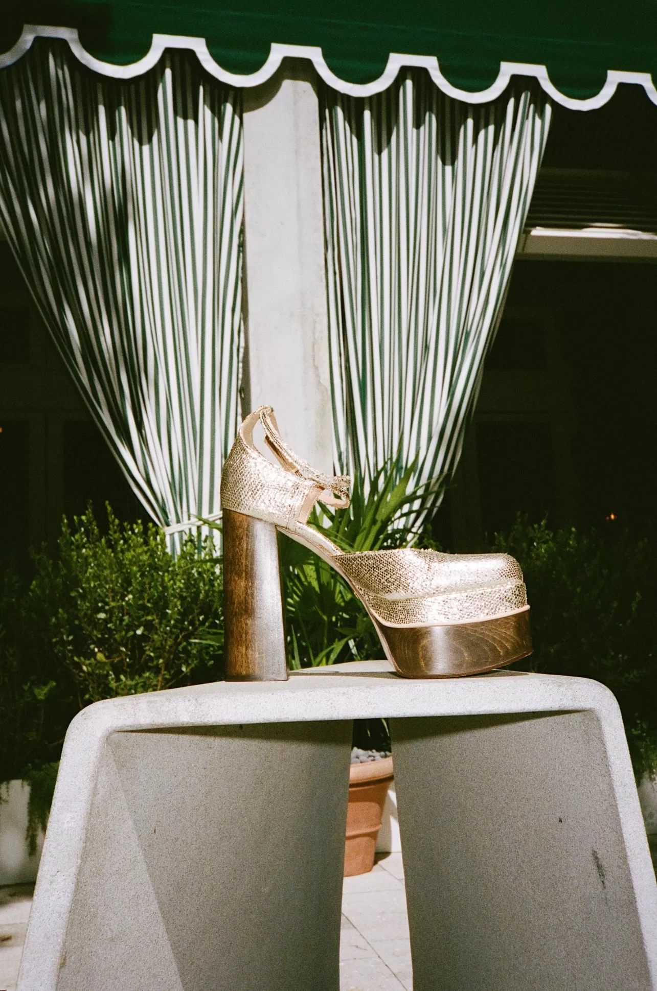 Heels-Brother Vellies Disco Mary Jane Platform In Gold Metallic Leather