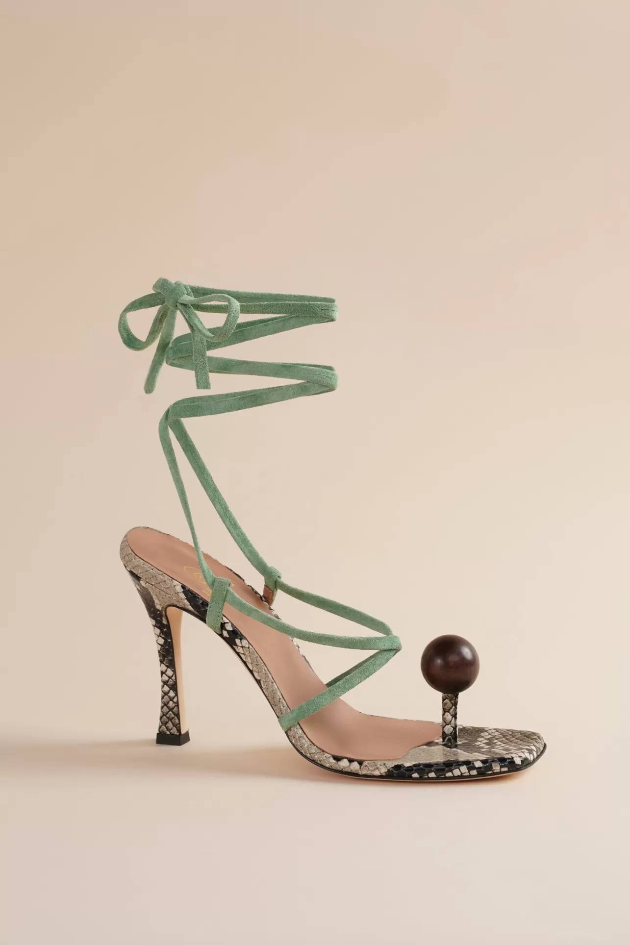 Heels-Brother Vellies Globe Sandals In Cactus Green